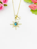 North Star Cubic Zirconia Pendant Gold Necklace, Dainty Celestial Personalized Gift, N7008