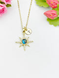 North Star Cubic Zirconia Pendant Gold Necklace, Dainty Celestial Personalized Gift, N7008