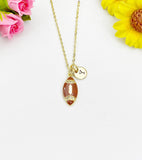 Football Cubic Zirconia Pendant 18K Gold Plated Necklace, Dainty Sport Fan Personalized Gift, N7010