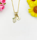 Lemon Cubic Zirconia Pendant Gold Necklace, Dainty Fruit Personalized Gift, N7012