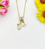 Lemon Cubic Zirconia Pendant Gold Necklace, Dainty Fruit Personalized Gift, N7012