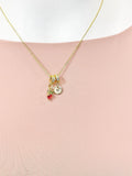 18K Gold Plated Tiny Cubic Zirconia Strawberry Charm Necklace, Dainty Fruit Personalized Gift, N7014