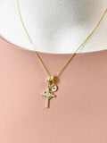 18K Gold Plated Cross Heart CZ Necklace, Dainty Faith Charm Pendant