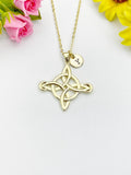 18K Gold Plated Witch's Knot Charm Necklace, Protection Gift, N7020