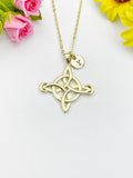 18K Gold Plated Knot Charm Necklace, Protection Personalized Gift, N7019