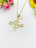 18K Gold Plated Knot Charm Necklace, Protection Personalized Gift, N7019
