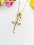 18K Gold Plated Cross Cubic Zirconia Pendant Necklace, Dainty Faith Personalized Gift, N7023