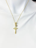Crucifix Cross Cubic Zirconia Pendant 18K Gold Plated Necklace, Personalized Faith Gift, N7025