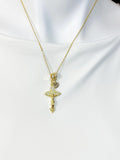 Crucifix Cross Cubic Zirconia Pendant 18K Gold Plated Necklace, Personalized Faith Gift, N7025