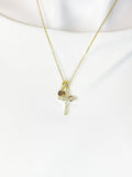Infinity Cross Cubic Zirconia Pendant 18K Gold Plated Necklace, Dainty Personalized Faith Gift, N7027