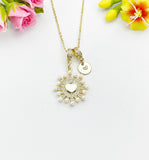 Heart Cubic Zirconia Pendant 16K Gold Plated Necklace, Dainty Personalized Gift, N7028