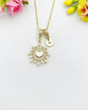 Heart Cubic Zirconia Pendant 16K Gold Plated Necklace, Dainty Personalized Gift, N7028