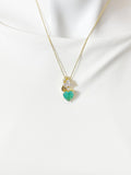Gold Green Heart Pendant 18K Gold Plated Necklace, Dainty Personalized Gift for Her, N7031