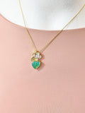 Gold Green Heart Pendant 18K Gold Plated Necklace, Dainty Personalized Gift for Her, N7031