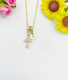 Cross Cubic Zirconia Pendant 18K Gold Plated Necklace, Dainty Personalized Faith Gift, N7033