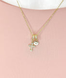Cross Cubic Zirconia Pendant 18K Gold Plated Necklace, Dainty Personalized Faith Gift, N7033