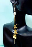 Gold Butterfly Tassel Long Earrings Dainty Insect Jewelry Gift for Her, N2924