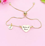 Gold Matron of Honor Bracelet, Wedding Gift, Silver Option, D578M