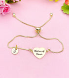 Gold Matron of Honor Bracelet, Wedding Gift, Silver Option, D578M