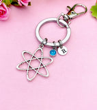 Silver Atom Charm Keychain Science Teacher Gift Chemistry Researcher Gift, N2568B