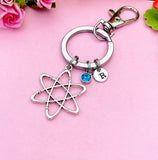 Silver Atom Charm Keychain Science Teacher Gift Chemistry Researcher Gift, N2568B