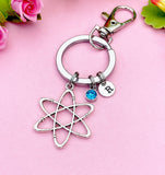 Silver Atom Charm Keychain Science Teacher Gift Chemistry Researcher Gift, N2568B