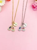 Silver or Gold Rainbow Cubic Zirconia Pendant Necklace – Colorful Dainty Gift Jewelry, N6835M