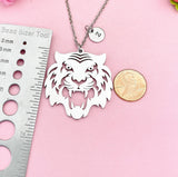 Large Tiger Pendant Necklace, Bold Animal Charm Gift Jewelry, N7111
