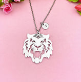 Large Tiger Pendant Necklace, Bold Animal Charm Gift Jewelry, N7111