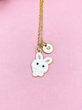 Gold Plated Brass Rabbit Pendant Necklace, Whimsical Animal Charm Jewelry