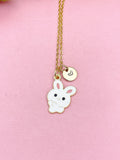 Gold Plated Brass Rabbit Pendant Necklace, Whimsical Animal Charm Jewelry