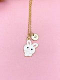 Gold Plated Brass Rabbit Pendant Necklace, Whimsical Animal Charm Jewelry