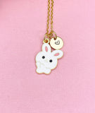 Gold Plated Brass Rabbit Pendant Necklace, Whimsical Animal Charm Jewelry