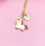 Gold Horse Pendant Necklace, Farm Animal Jewelry, N7116