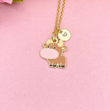 Gold Cow Pendant Necklace, Farm Animal Jewelry Gift, N7117