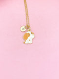 Gold Dog Pendant Necklace, Enamel Puppy Charm, Dog Lover Gift