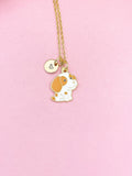 Gold Dog Pendant Necklace, Enamel Puppy Charm, Dog Lover Gift