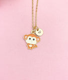 Gold Monkey Pendant Necklace, Whimsical Animal Charm Jewelry, Gift Bag Included