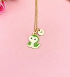 Gold Snake Pendant Necklace, Tiny Animal Charm Jewelry, Gift Bag Included