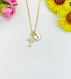 Cross Cubic Zirconia Pendant 18K Gold Plated Necklace, Dainty Personalized Faith Gift, N7034