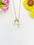 Cross Cubic Zirconia Pendant 18K Gold Plated Necklace, Dainty Personalized Faith Gift, N7035