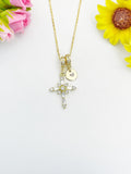 18K Gold Plated Cross Cubic Zirconia Pendant Necklace, Dainty Personalized Faith Gift, N7036