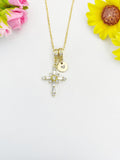 18K Gold Plated Cross Cubic Zirconia Pendant Necklace, Dainty Personalized Faith Gift, N7036