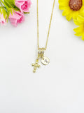 18K Gold Plated Cross Charm Necklace, Dainty Personalized Faith Gift, N7037
