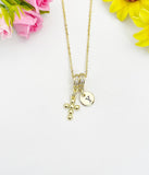 18K Gold Plated Cross Charm Necklace, Dainty Personalized Faith Gift, N7037