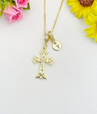 18K Gold Plated Cross Cubic Zirconia Pendant Necklace, Dainty Personalized Faith Gift, N7038