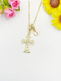18K Gold Plated Cross Cubic Zirconia Pendant Necklace, Dainty Personalized Faith Gift, N7038