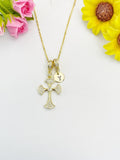 18K Gold Plated Cross Cubic Zirconia Pendant Necklace, Dainty Personalized Faith Gift, N7040