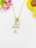 18K Gold Plated Cross Cubic Zirconia Pendant Necklace, Dainty Personalized Faith Gift, N7040