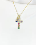 18K Gold Plated Cross Pendant Necklace, Personalized Faith Gift, N7042